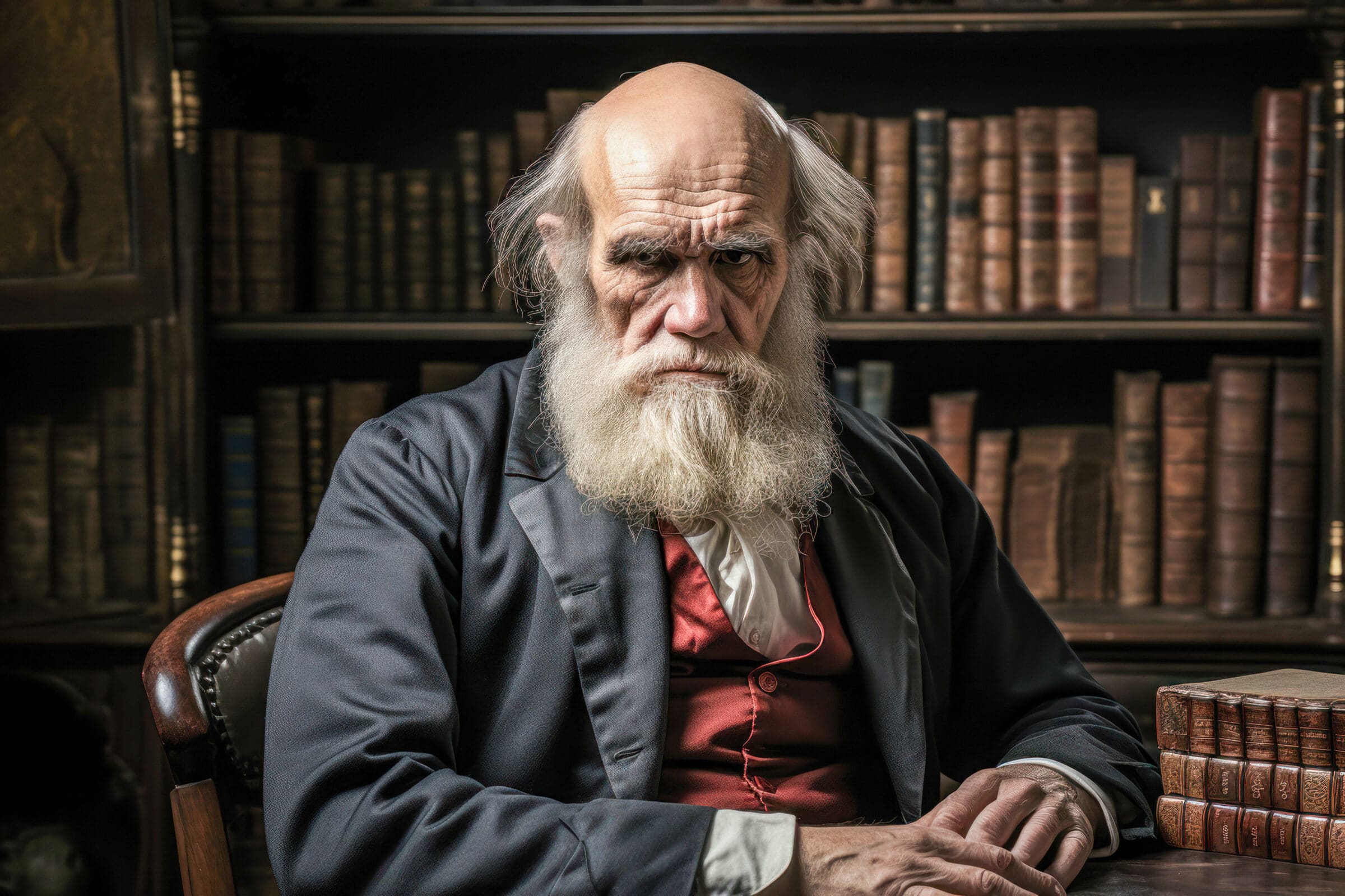 Charles Darwin, the English scientist whose theory of evolution revolutionized biology